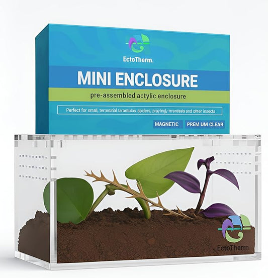 EctoTherm Acrylic Tarantula Enclosure - Versatile Terrarium for Terrestrial Tarantula, Scorpion, Isopod, Jumping Spider, Millipede, Snail, Small Reptile & Insect Habitat Kit
