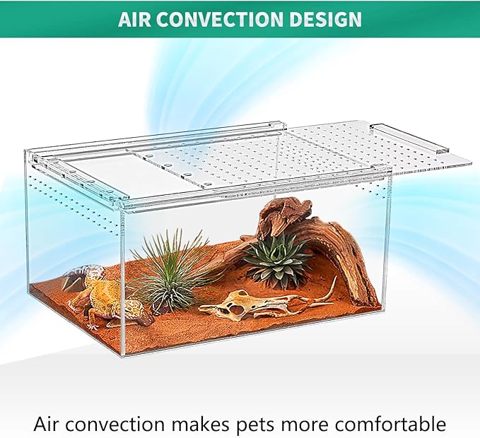 Reptile Terrarium kit,12"*7"*6" Reptile Breeding Box, Magnetic Acrylic Enclosure，for Tarantula，Hermit Crab，Jumping Spider，Iguana，Leopard Gecko，Bearded Dragon, Insect,Scorpions.(30*18*15 cm）