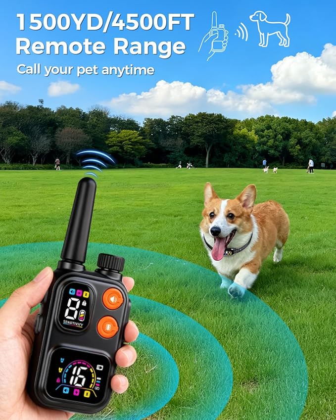 2-in-1 Dog Shock & Bark Collar with Remote – 4500FT Anti-Barking E Collars for Dog Training, IP67 Waterproof for Small Medium Large Breed (8-120Lbs)