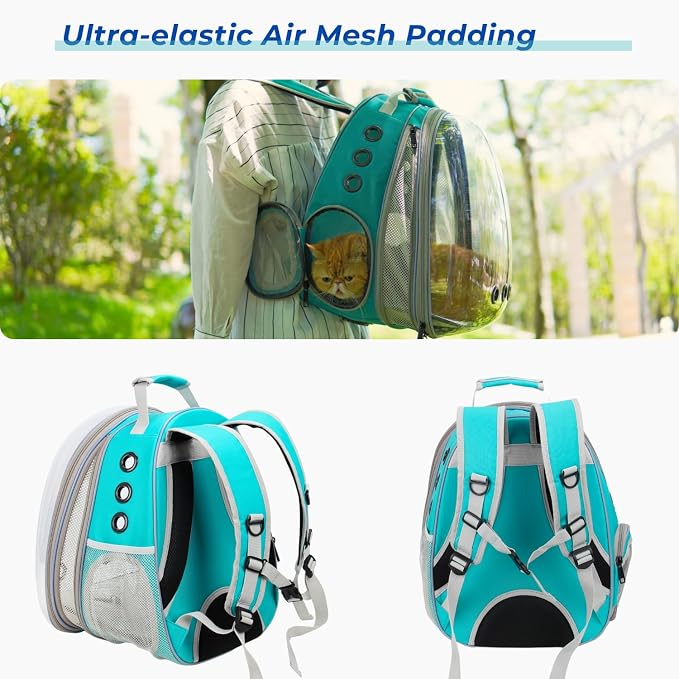 Cat Carrier Backpack, Expandable Bubble Pet Carrier for Cats and Small Dogs, Airline Approved Travel Backpack for Hiking, Walking & Outdoor Adventures - Supports up to 16 lbs