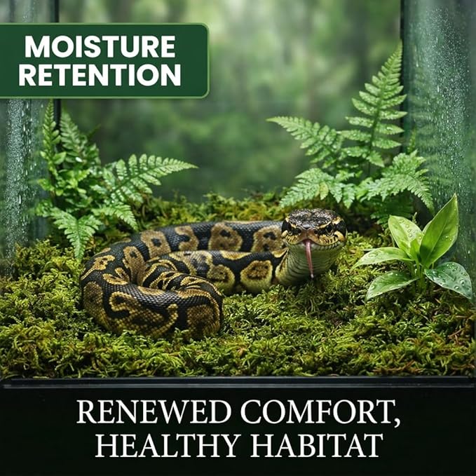 Sukh Sphagnum Moss for Reptiles -Terrarium Moss for Reptiles Peat Moss for Reptiles Habitat Bedding Moss for Snakes Turtle Frog Gecko and Other Reptiles Substrate (11.2, Ounces)