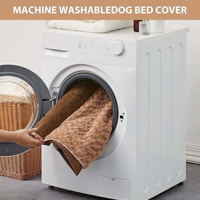 BFPETHOME Orthopedic Washable Large Dog Bed for Senior Dog Comfy Sleep | Waterproof Big Soft Pet Couch Bed for Dogs Relax with Removable Cover Supportive Egg Crate Foam Brown 36x27 Inch