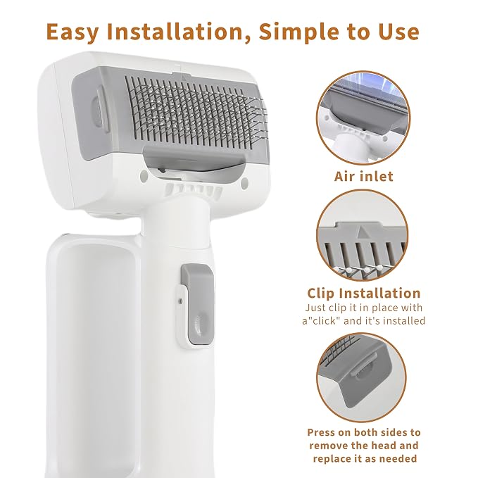 [2026 Version]Dog Vacuum for Shedding Grooming- 5 in 1 Cleaning Slicker Brush for Dogs & Cats Deshedding Vacuum Brush with 5 Pet Grooming Tools for Shedding Pet Hair, Home Cleaning Grooming Supplies