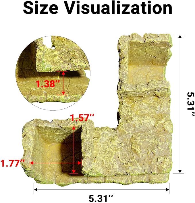 90° Corner Fish Cave Viewing Tunnels | Realistic Rock Formation Hideout for Shrimp, Plecos, Cichlids | BPA-Free Premium Resin, Safe for Aquarium (5.3”x5.3”x2.8”)