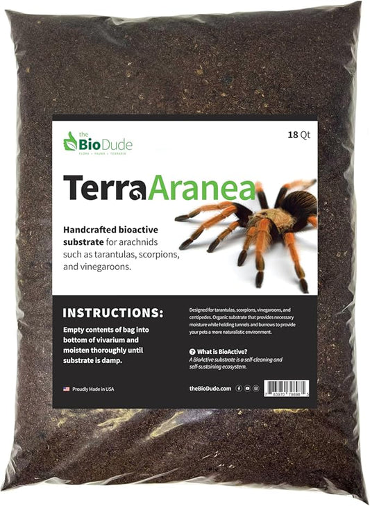 The Bio Dude Terra Aranea Bioactive Substrate for Tarantula, Scorpion, Spider, Isopod Habitat 18 quarts for terrariums, vivariums or Clean up Crew culturing.
