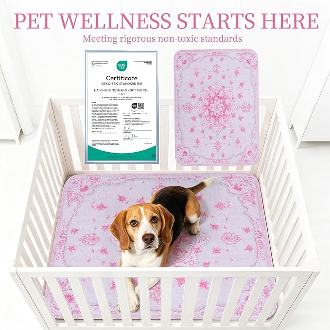 Homimp Washable Pee Pads for Dogs, 4 Pack Reusable Puppy Pads Waterproof, Absorbent and Leakproof Dog Pee Pads, Non Slip Puppy Training Pads, Pet Mat for Floor,Crate,Couch,Whelping,Pink, 18"x24"