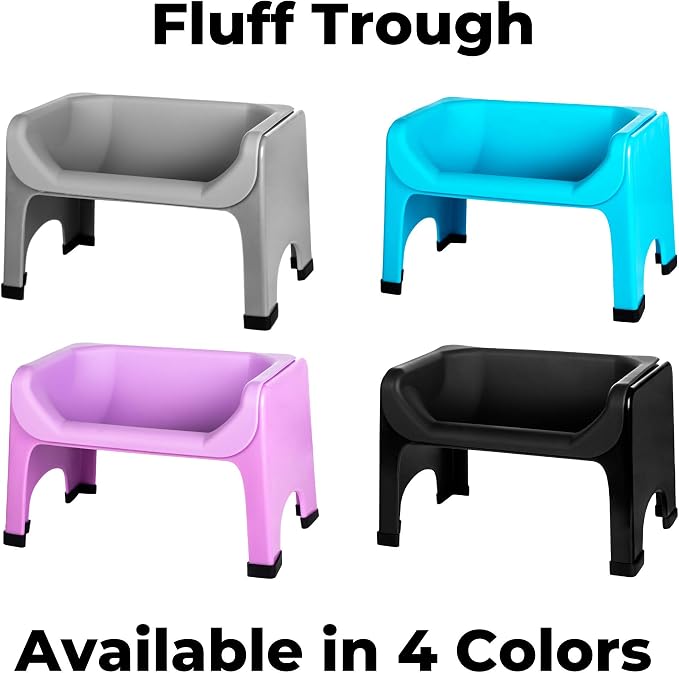 Fluff Trough Elevated Dog Bowl for Food | 5inch Tall Cat & Dog Feeding Station | Vet Approved Non-Toxic Silicone Feeder Bowl Insert | Raised Bowl for Medium and Small Dog/Pet with Flat Face (Purple)