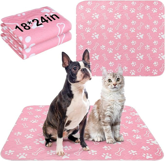 BEAUTYZOO 2 Pack Washable Pee Pads for Dogs,Reusable Puppy Pads 18x24 Pink | Waterproof Super Absorbent,Non Slip and Leak-Proof Against Urine,Whelping Pads Mats for Puppy Potty Training,Playpen,Crate