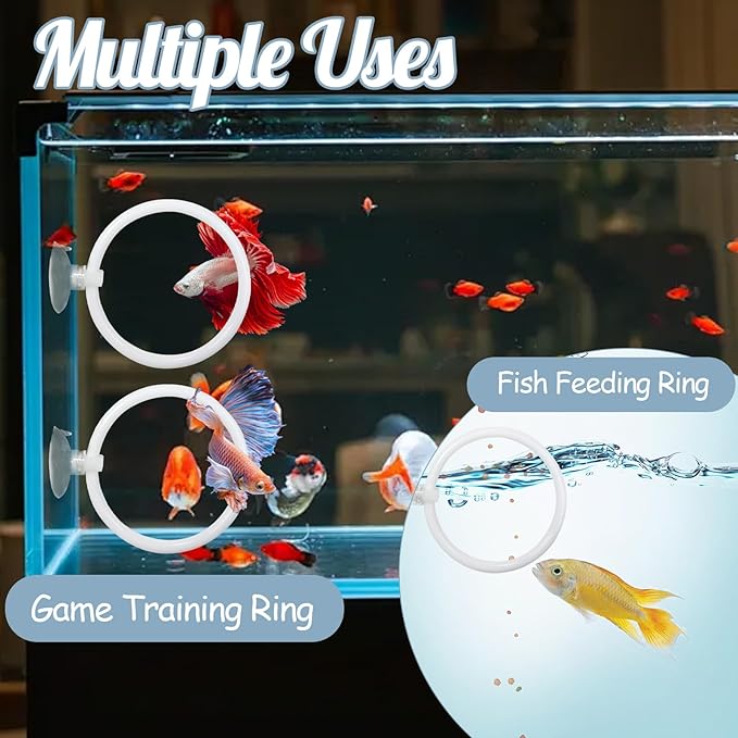 CAIJ Betta Exercise Ring & Floating Hammock Set, Aquarium Betta Fish Training and Feeding Rings, Multi-Functional Floating Resting Bed, Decorative Accessories for Small Fish Tanks Pink