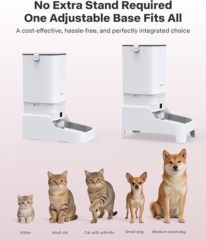 Automatic Cat Feeder with Camera - 7L Automatic Dog Feeder with Large Food Tray & 1080P Night Vision, Elevated Bowl, 2-Way Audio, 10s Voice Recording, 5G/2.4G WiFi Timed Cat Food Dispenser, 1-15 Meals