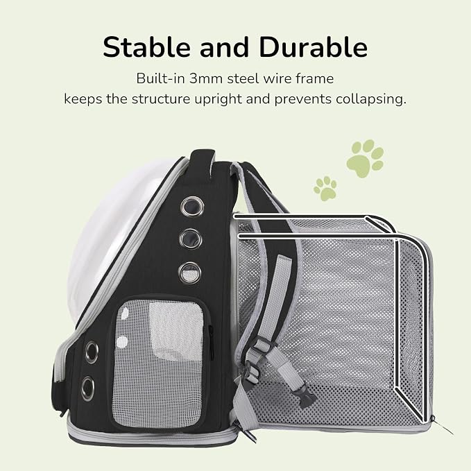Cat Backpack Carrier for Large Cats, Expandable Cat Bubble Backpack, Dog Carriers for Small Medium Dogs, Airline Approved Pet Carrier for Travel Hiking Outdoor(Black)