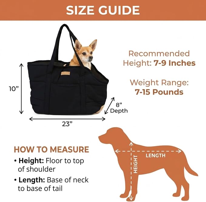 Plush Dog Purse Carrier for Small Dogs, Soft Tote Bag with Safety Harness Clip, Cozy Pet Carrier for Dogs Under 15 lbs, Comfortable Shoulder Carrier for Travel, Black 2.0