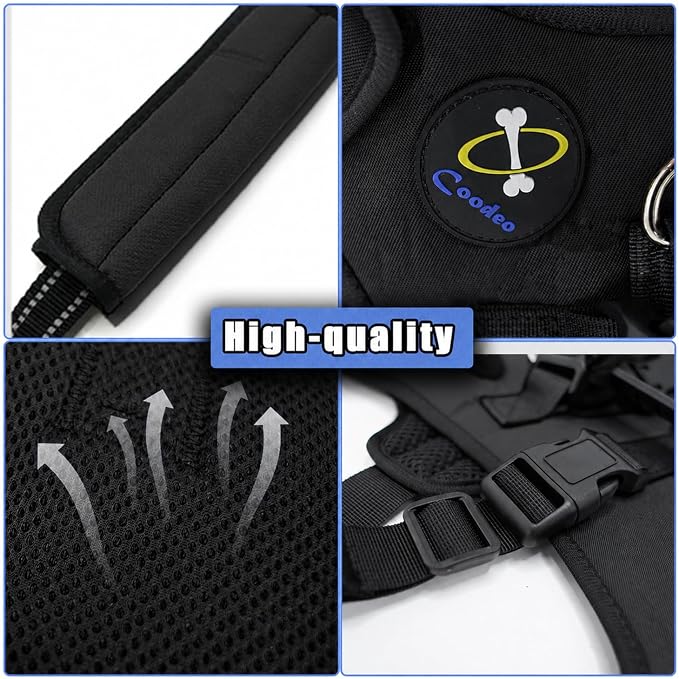 COODEO Dog Lift Harness for Large Dogs, Full Body Support Mobility Aid for Senior Dogs, Adjustable Help for Weak Hind Legs, Arthritis, Stairs & Cars(Black,L)