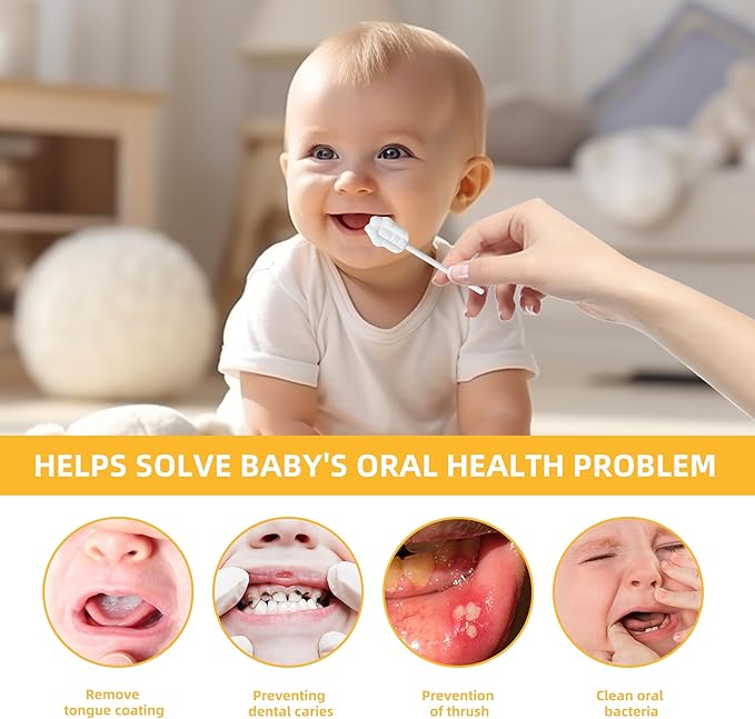 EASICUTI Upgrade Baby Tongue Cleaner, 52PCS Newborn Infant Toothbrush, 2 Finger Toothbrush & Gum Cleaner Stick Dental Care for 0-36M+