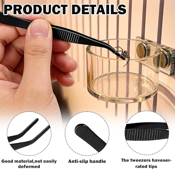 Jumping Spider Feeding Dish,Jumping Spider Food Dish,Decorative Magnetic Plastic Water Bowl and Tweezers, Jumping Spider Enclosure Accessories Magnetic Water Bowl Easy to Install