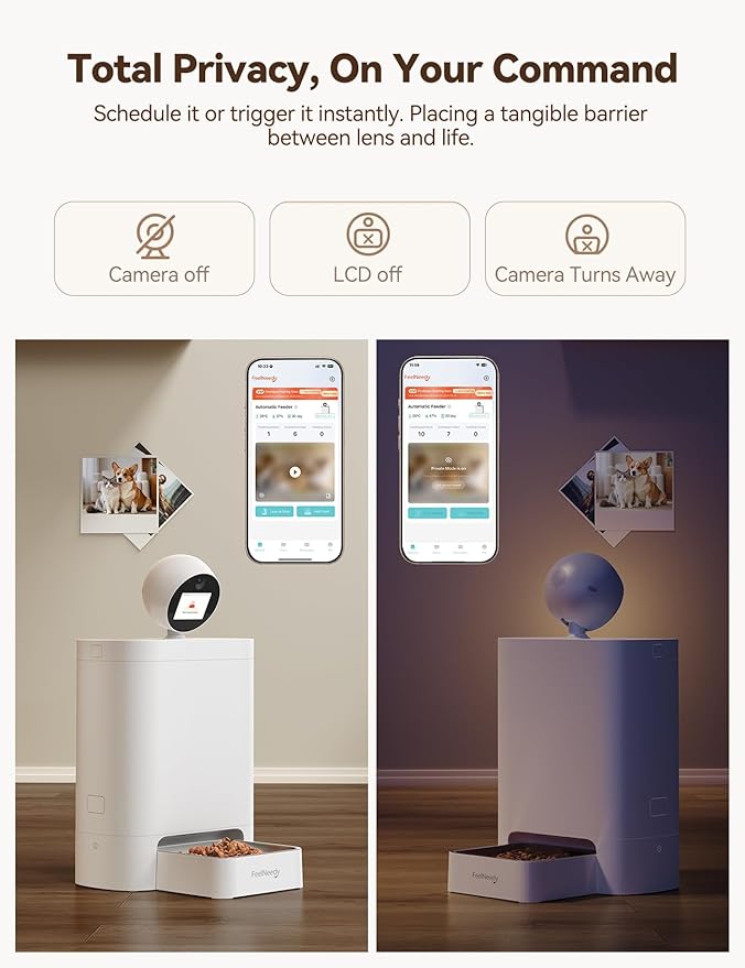 Automatic Cat Feeder with Camera 360°, 2K HD with Night Vision & 2-Way Audio Auto Dog Feeder, 2.4G/5G Smart Pet Feeder with Display & APP, 5.5L Video Recording Timed Food Dispenser for Cats/Dogs