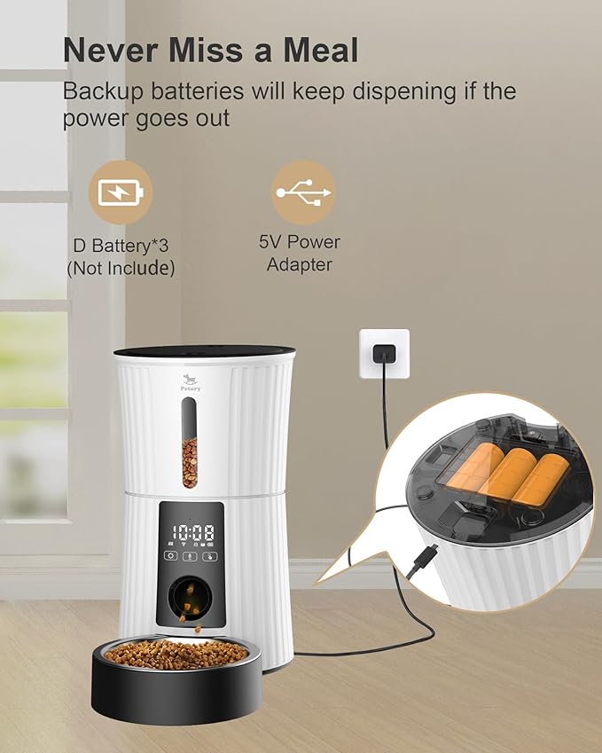 WiFi Automatic Cat Feeder - 4L Dry Food Dispenser for Cats and Dogs | App Control, 10 Meals Daily, Dual Power Supply, 10-Second Voice Recorder, with Desiccant Bag