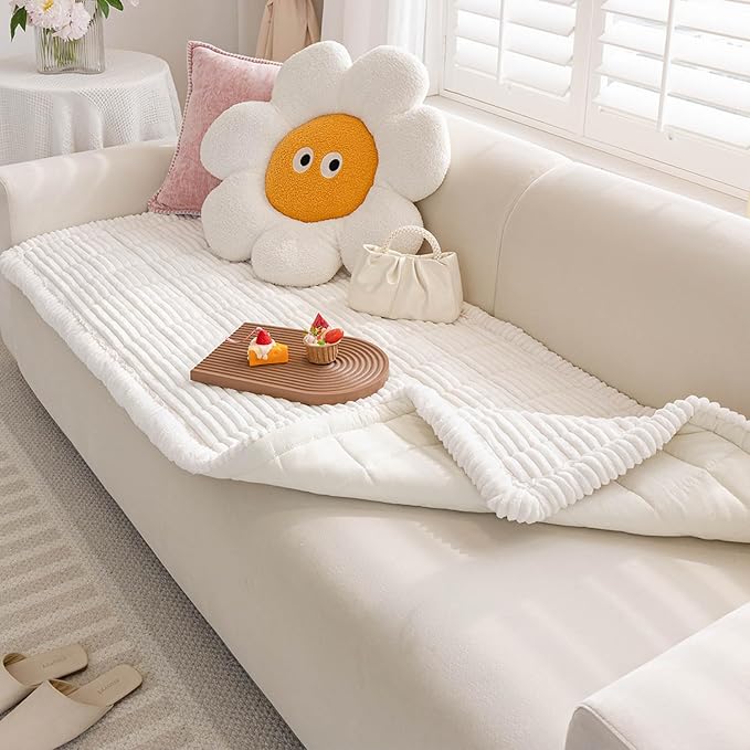 Couch Cover for Dogs Washable, Non-Slip Pet Couch Covers for Sofa, Fuzzy Dog Couch Cover Blanket for Furniture Protector (Z-White, 27.6" x 59"/70 x 150cm)