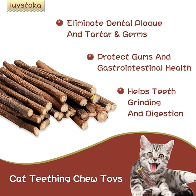 Silvervine Sticks for Cats 10PCS, Silvervine & Matatabi Catnip Toys, Indoor Kitty Chew Sticks & Wand Toys for Bored Cats