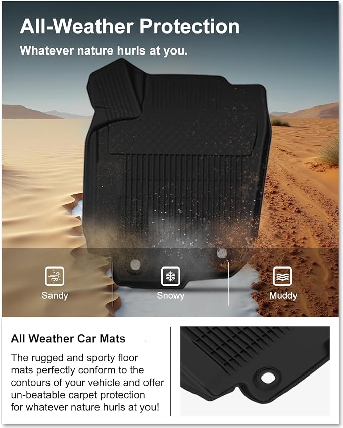 KIWI MASTER Floor Mats for 2013-2018 Toyota RAV4 (Non-Hybrid), OEM Replacement PT908-42165-20, Custom Fit All Weather Car Mats, Heavy Duty TPE Floor Liners, Front & Rear 2 Row, Black