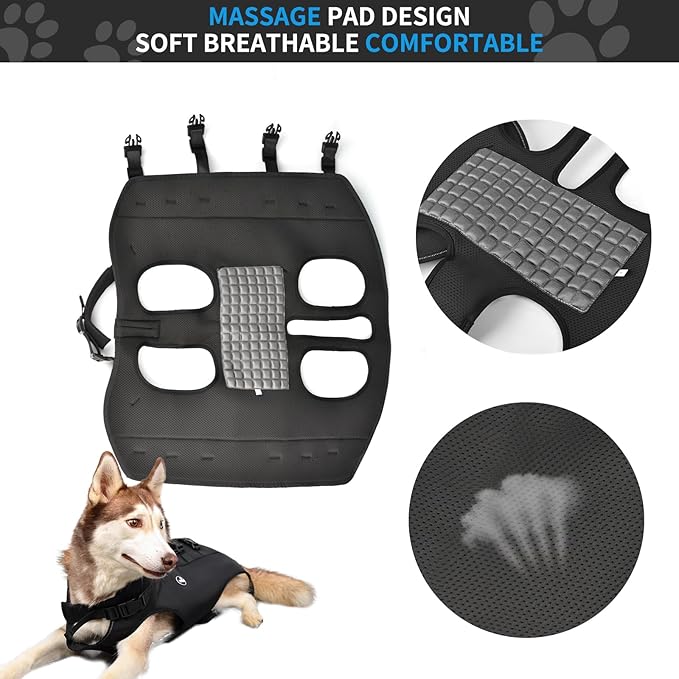 Wakytu Dog Lift Harness Sling Carrier for Dogs Hind Leg Stair Support | Old,Disabled, Joint Injuries, Arthritis, Large Dogs Up and Down Stairs, Cars(33-66 LBS)