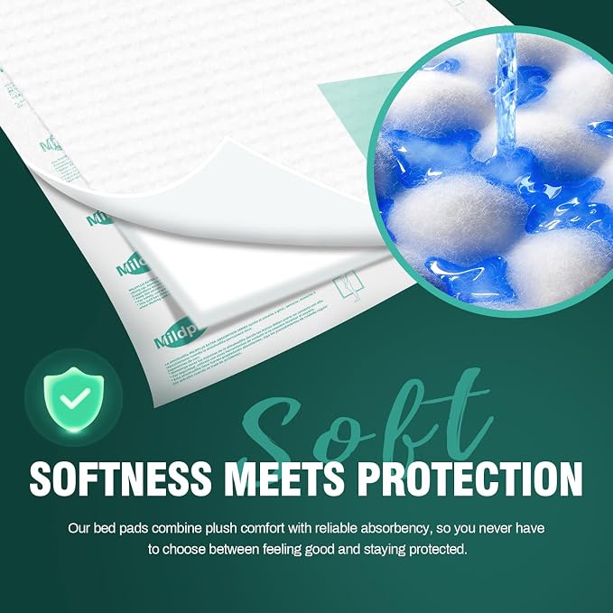MILDPLUS Heavy Duty Underpads 36"X36", 20 Count, Ultra Absorbent Chucks 150Grams Tear-Resistant Bed Pads Disposable Incontinence Pads for Adults, Kids or Pets (Discreet Packaging)