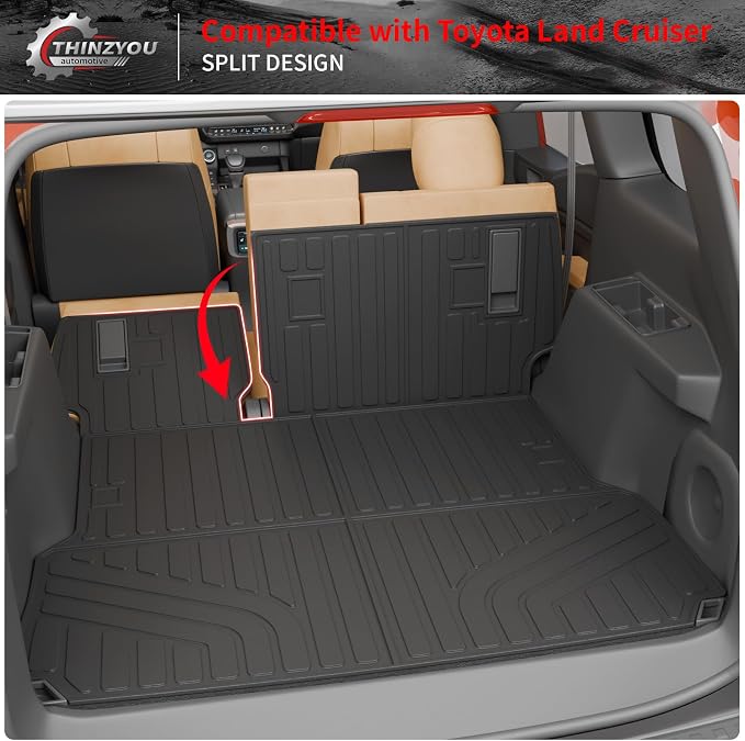 Trunk Mat Compatible with 2024 2025 2026 Toyota Land Cruiser/Lexus GX550 Overtrail 5 Seats Cargo Mat Cargo Liner Trunk Liner Back Seat Cover Land Cruiser Accessories (Trunk Mat+Backrest Mats)