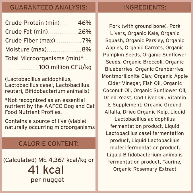 Primal Freeze Dried Raw Dog Food Nuggets, Pork, Complete & Balanced Meal, Also Use as Topper or Treat, Premium, Healthy, Grain Free, High Protein Raw Dog Food, 14 oz