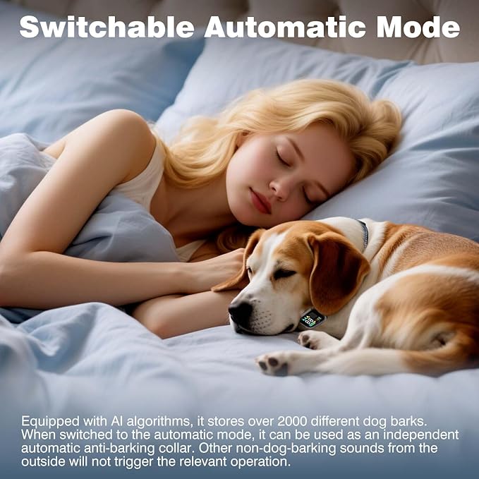 Dog Shock Collar for 3 Dogs - AI Smart Electric Anti-Barking Training Collar with Remote, 3300FT Range & IPX7 Waterproof, No False Trigger E-Collar for Small Medium Large Breeds
