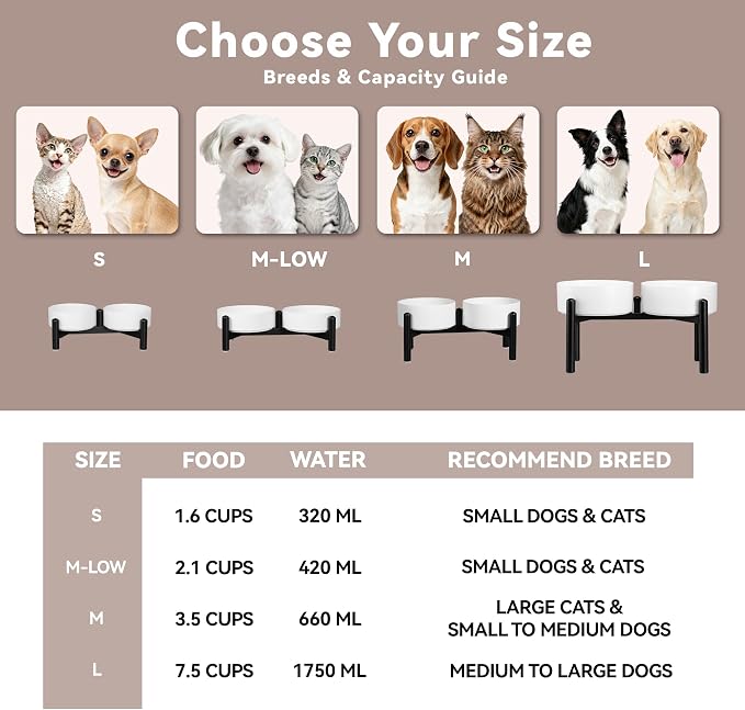 Raised Ceramic Dog Bowl Set with Stand, 7.5 Cups Elevated Dog Food Stand | 8.4'' Double Dog Food and Water Bowl Set, Non-Slip Dog Feeding Dishes for Small Breeds and Cats, 59.2 OZ, Green