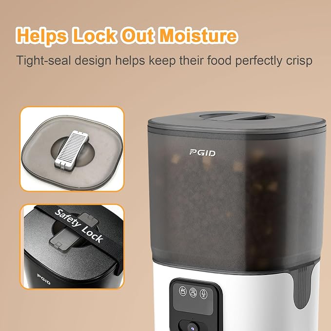 Automatic Cat Feeder with Camera for Two Cats, 1080P HD Video with Night Vision, 2.4G WiFi Auto Dog Feeder with 2-Way Audio for Cat & Dog, Low Food & Motion & Sound Alerts Timed Pet Feeder 7L