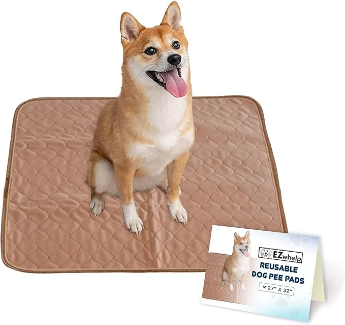 Reusable Dog Pee Pads, Washable Waterproof Mat 27x32 in, 2 Pack | 27x32 washable waterproof pee pads with rounded corners, reusable laminated puppy pads for potty training, 2-pack