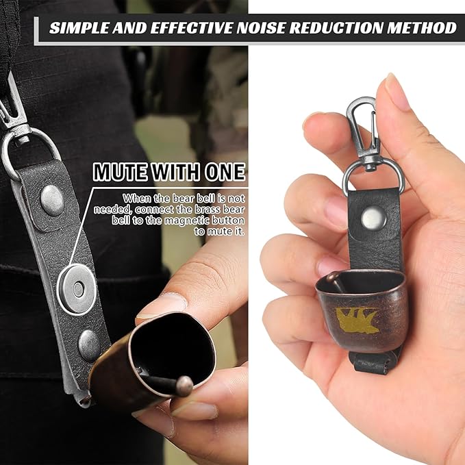 2 Pack Loud Bear Bells with Magnetic Silencer for Bear Deterrent, Survival, Camping, Hiking, Biking, Climbing