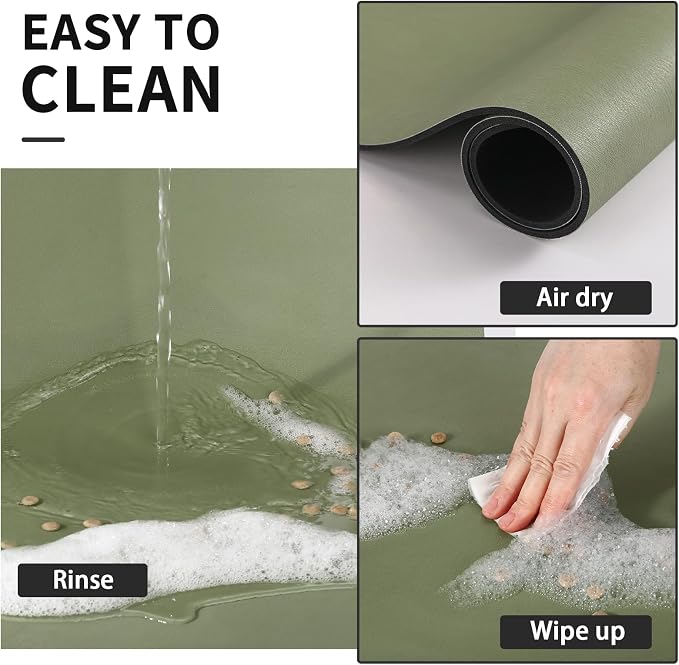 HotLive Dog Food Mat - Absorbent Cat Mat for Food and Water, No Stains Pet Feeding Bowl Mat, Easy to Clean Pet Placemats, Quick Dry Dog Water Dispenser Mat for Messy Drinkers | Green 16"x 24"