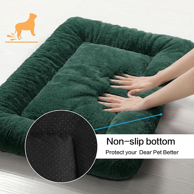 Dog Crate Pad Washable Dog Bed for Crate Large Cozy Mat 42-Inch Green | Ultra Soft Kennel Pad,Anti-Slip Bottom,Fits for Most Metal Crates,Comfortable Sleeping Pet Mat