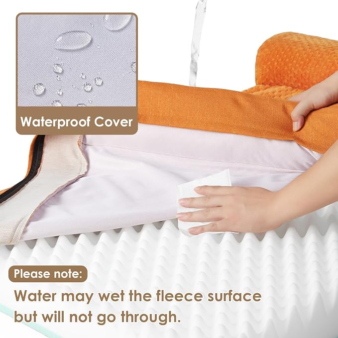 EHEYCIGA Orthopedic Dog Bed, Medium Memory Foam Dog Bed, Pumpkin | Small Dog Sofa with Washable Removable Cover, Waterproof Pet Couch for Crate with Nonskid Bottom, 35x22x6