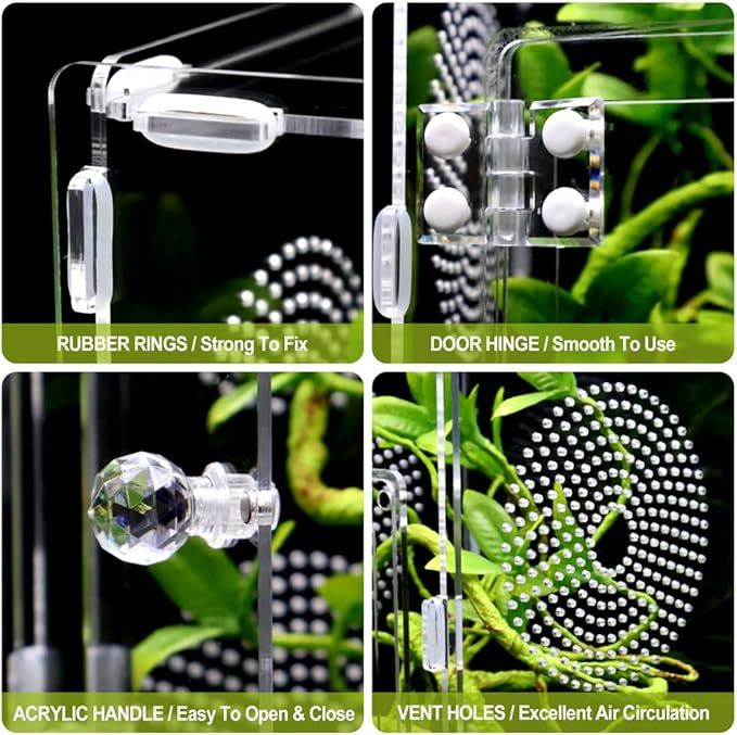 Large Jumping Spider Enclosure, Tarantula Enclosure with Front Opening Door, Spider Enclosure for mantises, Lizards, Frogs and Insects. (6x6x12 Inch, Assemble)