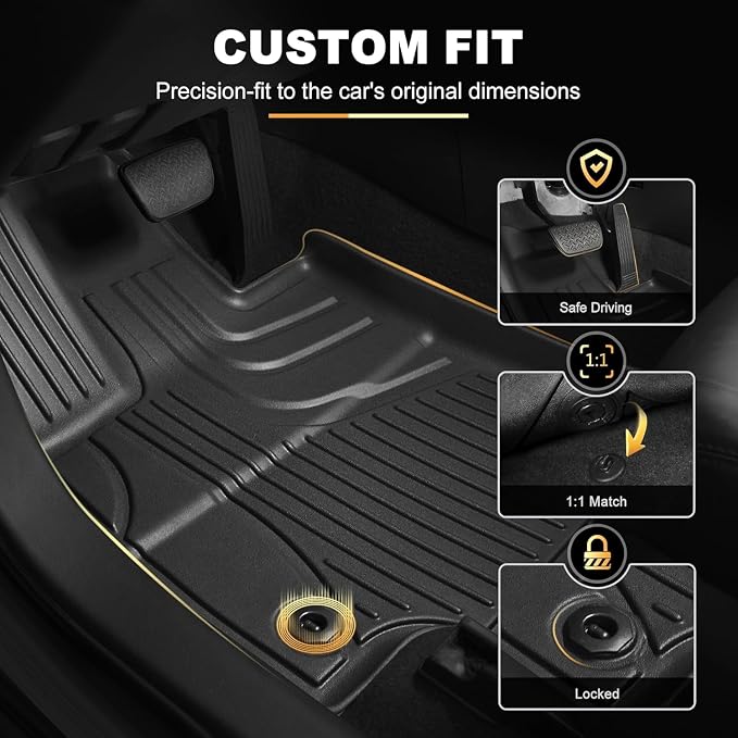 Floor Mats for Toyota Rav4 2019-2025 Hybrid & for Toyota Venza 2021-2025, All Weather TPE Floor Liners and Cargo Liner with Seat Back Mats Rav4 Accessories Cargo Mat
