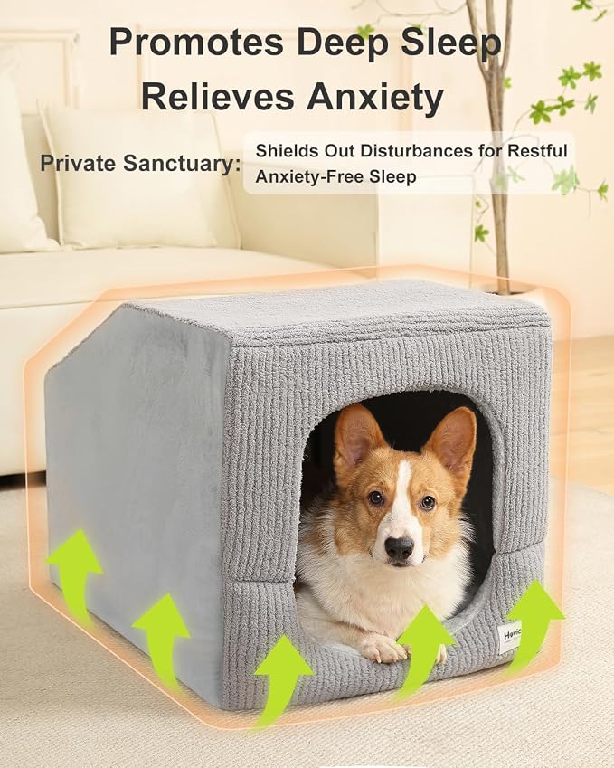 Hovicaed Indoor Dog House Small Sized Dog Tent with Dog Cave Bed 26x20ines | Covered Dog Bed With Washable Removable Cover-Pet Orthopedic Egg-Crate Foam Cushion Sturdy Frame For Inside Dog House