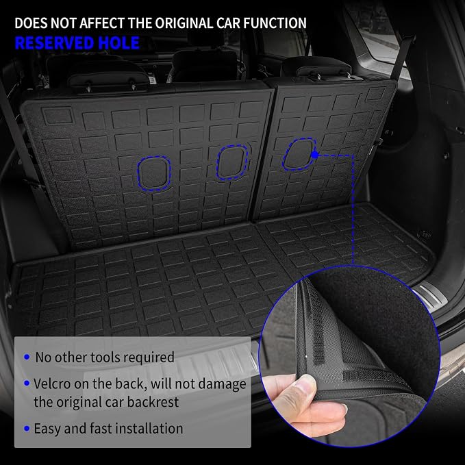 Rongtaod Cargo Mat Compatible with Hyundai Palisade 2020-2025 Trunk Mat Cargo Mat Cargo Liner All Weather Trunk Liner 2024 Palisade Accessories (Trunk Mats with Backrest Mat)