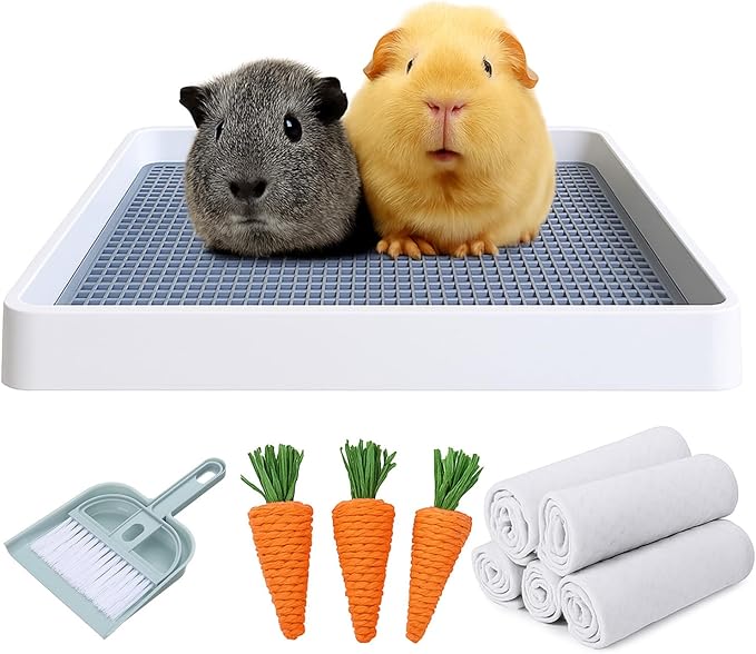 PODOO Rabbit Litter Box – Training Potty Tray for Guinea Pig & Small Pets · Spacious Grid Pan with Low Entrance, Easy-Clean & Odor-Resistant—Helps Keep a Clean Cage and Reduce Mess