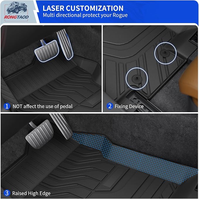 Rongtaod Floor Mats Compatible with 2014-2020 Nissan Rogue Trunk Liner Cargo Liner Cargo Mat All Weather Back Seat Cover Protector 2019 Nissan Rogue Accessories (Backrest Mats+Trunk Mat+Floor Mats)
