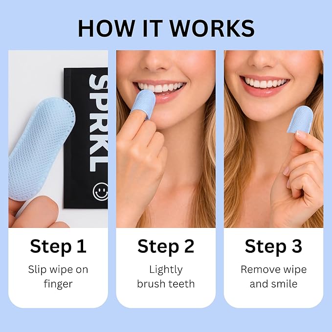 SPRKL Wine Wipes for Teeth – Instant Red Wine Stain Remover, Mint Fresh, 20 Pack Disposable Teeth Wipes