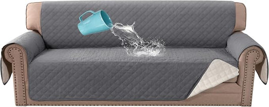 H.VERSAILTEX Sofa Slipcover Sofa Cover 100% Waterproof Couch Cover with Elastic Straps Furniture Protector for Pets Kids Children Dog Cat(Oversized Sofa, Rocket Gray)