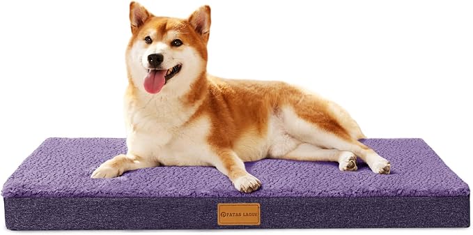 Patas Lague Orthopedic Large Dog Bed Washable Pet Sofa Mat 36''X24''Purple | Egg-Crate Foam Dog Couch For Large Sized Dogs, Waterproof Removable Cover, Soft Pet Crate Bed With Nonskid Bottom
