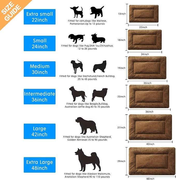 VERZEY Dog Crate Pad Washable Dog Bed for Crate Medium Mat 30-Inch Brown | Ultra Soft Kennel Pad,Anti-Slip Bottom,Fits for Most Metal Crates,Comfortable Sleeping Pet Mat