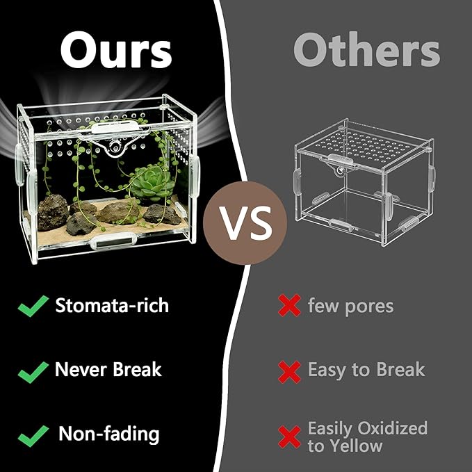 Acrylic Jumping Spider Enclosure - Multi-Purpose Reptile & Insect Habitat Cage with Ventilation for Jumping Spiders,Arboreal Tarantula, Scorpion, Lizard, Snake, Gecko, Snail & Isopod(3.9x3.1x2.7'')