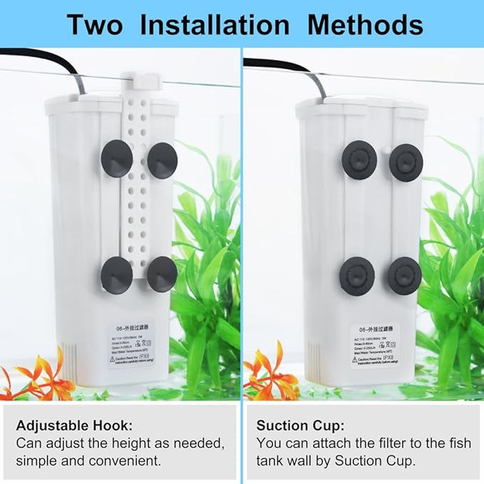 DaToo Aquarium Power Filter In-Tank Ultra Silent Small Fish Tank Filter 3W For Aquarium 1 to 10 Gallon Tank, 1 Yr Warranty