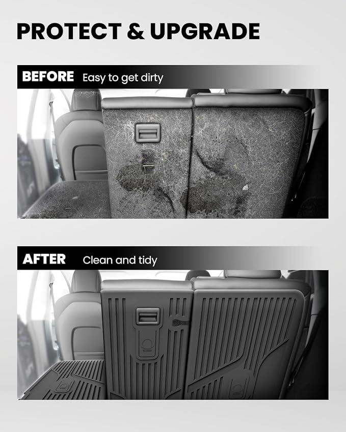 LASFIT Premium Extra Thick Rear Seat Back Covers for Tesla Model Y 2025/2024/2023/2022/2021/2020 | TPE Custom Fit Waterproof Model Y Accessories 5/7 Seater Second Row Back Seat Protector Mat Liner