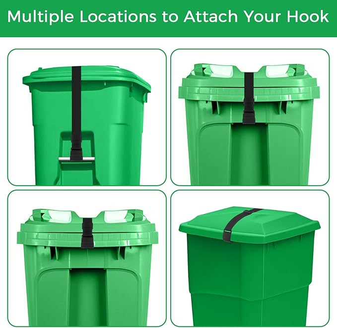 1 Pack Trash Can Locks for Animals, Adjustable Double Metal Claw Bear Proof Trash Can Lock, Outdoor Trash Can Lock Straps Prevent Raccoons Dogs Mice and Small Animals from Rummaging Trash Bin